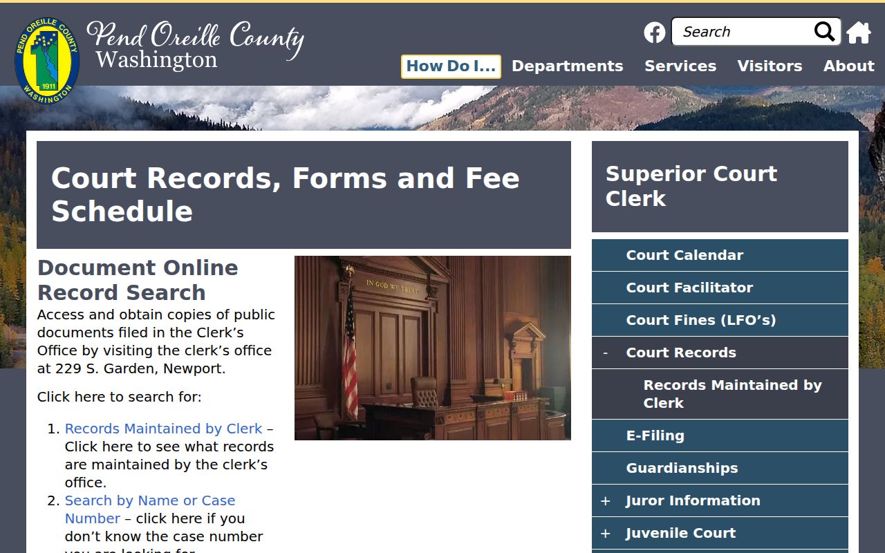 Pend Oreille County court case record search links
