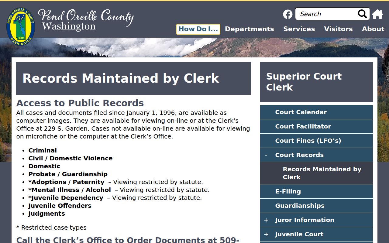 Pend Oreille County court records 1996 image coverage